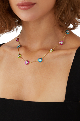 Dream In Color Station Necklace, Plated Metal & Cubic Zirconia
